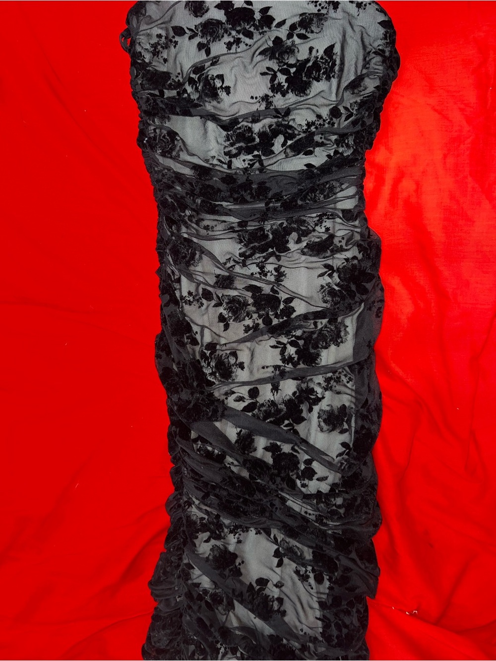 Black Ruched Cutout Mini Dress with Spaghetti Straps